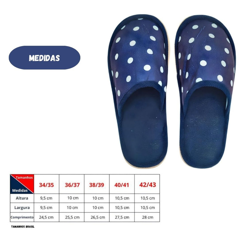Pantufa Chinelo Bolinha Peluciada Azul Adulto Inverno Unissex Megalomania