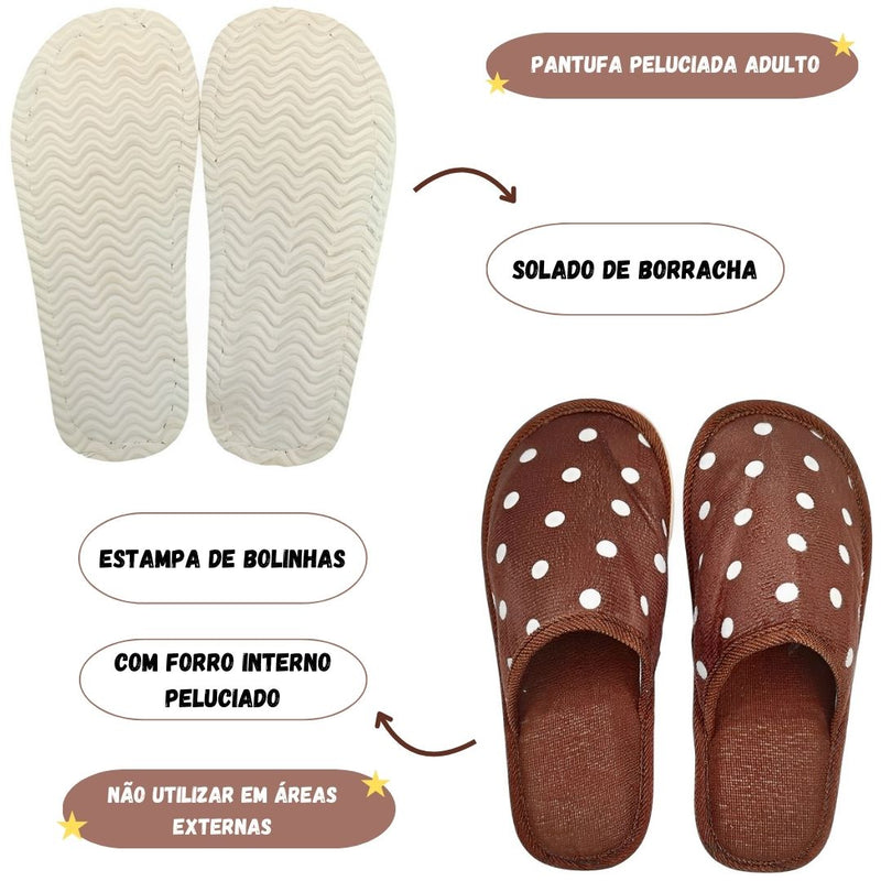 Pantufa Chinelo de Quarto Peluciado Adulto Marrom Inverno Frio Megalomania