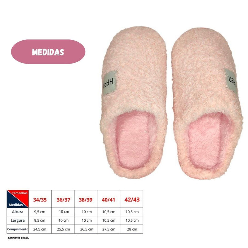 Chinelo Peluciado Pantufa de Quarto Feminina Inverno Presente Solado Borracha Megalomania
