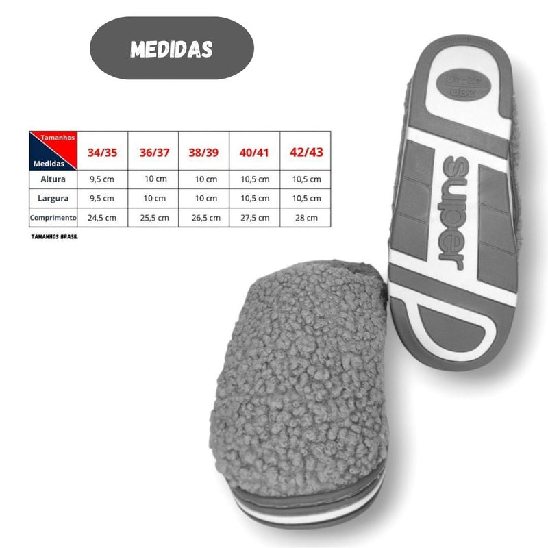 Chinelo Pantufa Masculina Unissex Feminina Solado Borracha Carneirinho Pelucia Megalomania