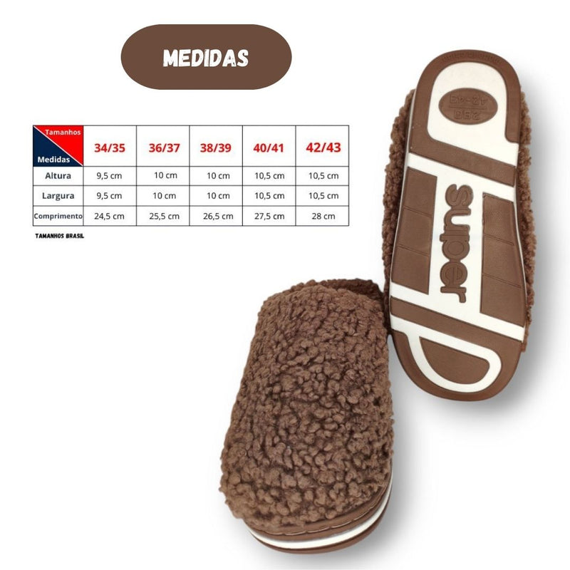 Pantufa Chinelo Quarto Inverno Presente Masculina Carneirinho Feminina Solado Borracha Megalomania
