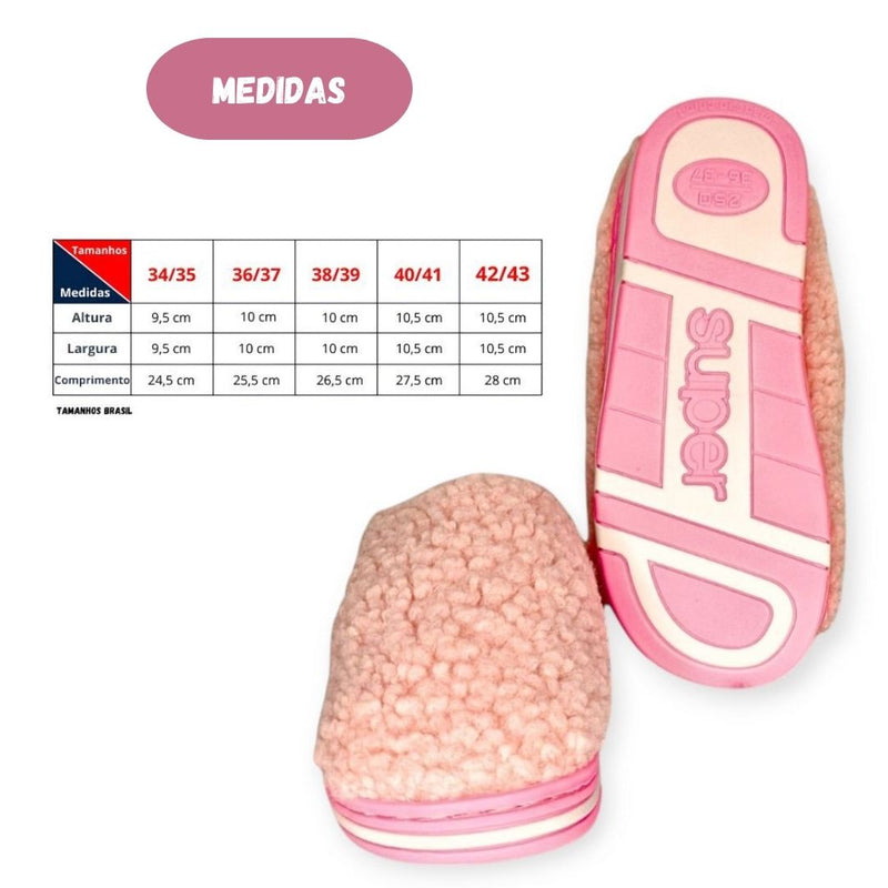 Pantufa Feminina Chinelo Quarto Rosa Peluciada Fofinho Carneirinho Megalomania