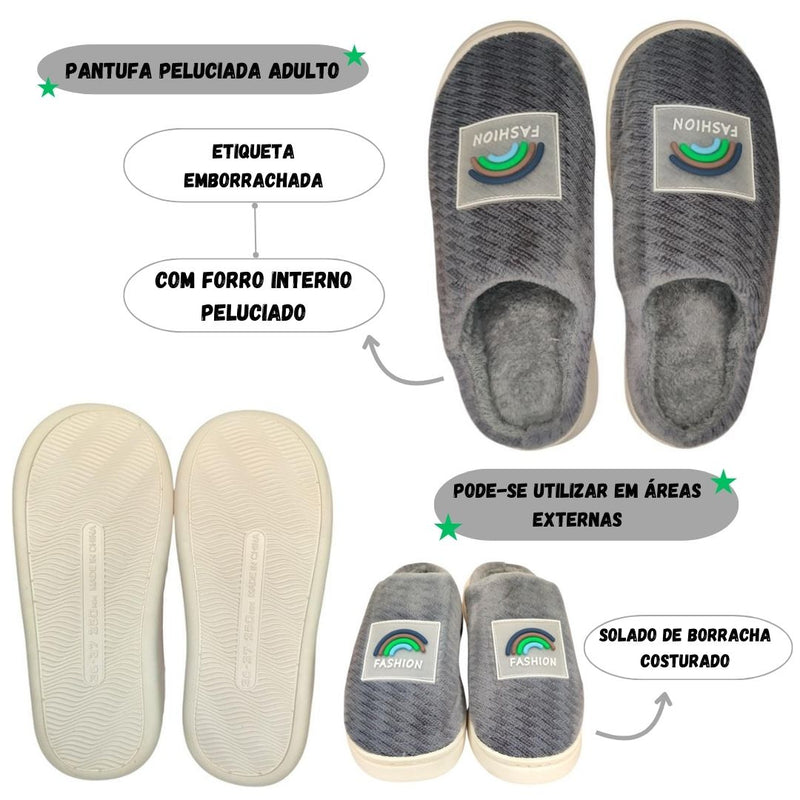 Pantufa Chinelo Grafite Masculino Solado Borracha Reforçado Adulto Unissex Megalomania