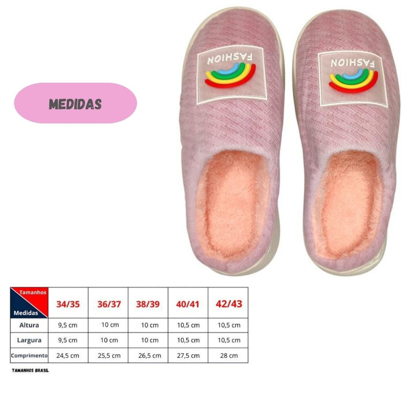 Pantufa Chinelo Rosa Inverno Adulto Feminina Reforçada Solado Borracha Presente Namorados Megalomania