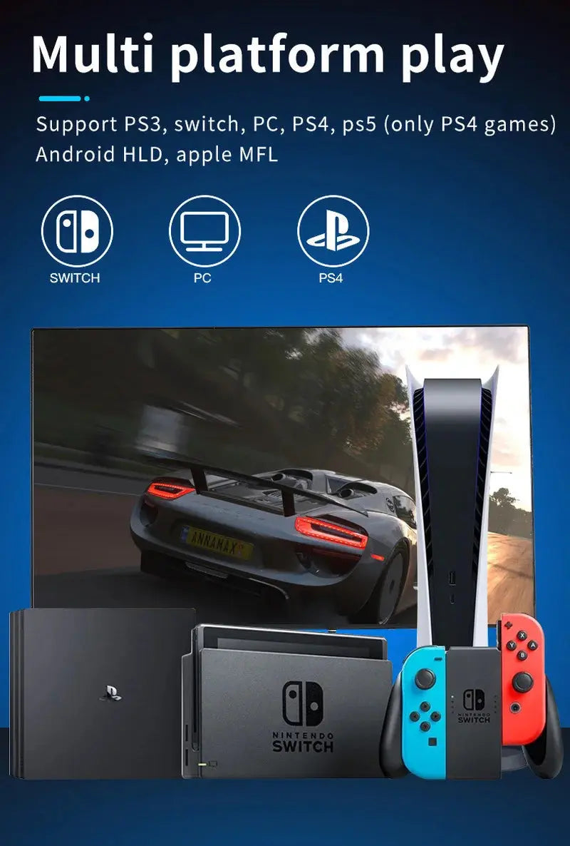 Controle Console PS3, PS4, PS5, Switch, Android e PC Game Jogos Sem Fio BT Top Gamepad com Luz RGB Touchpad Suporte de Chave Traseira Joystick 3D Presente Criança Gamer Aliexpress