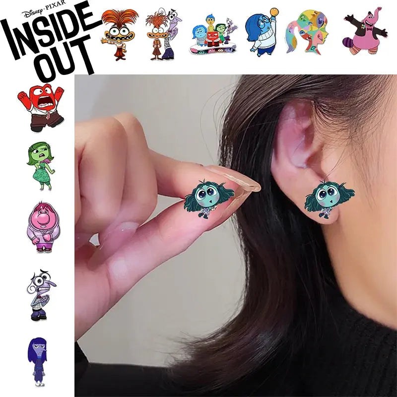 Brincos Disney Anime Kawaii para Meninas Série Bonita Jóias da Moda Divertidamente Brincos Ansiedade Inveja Alegria Raiva Medo Nojinho Tédio Vergonha 2 Peças Acessórios Geek Aliexpress