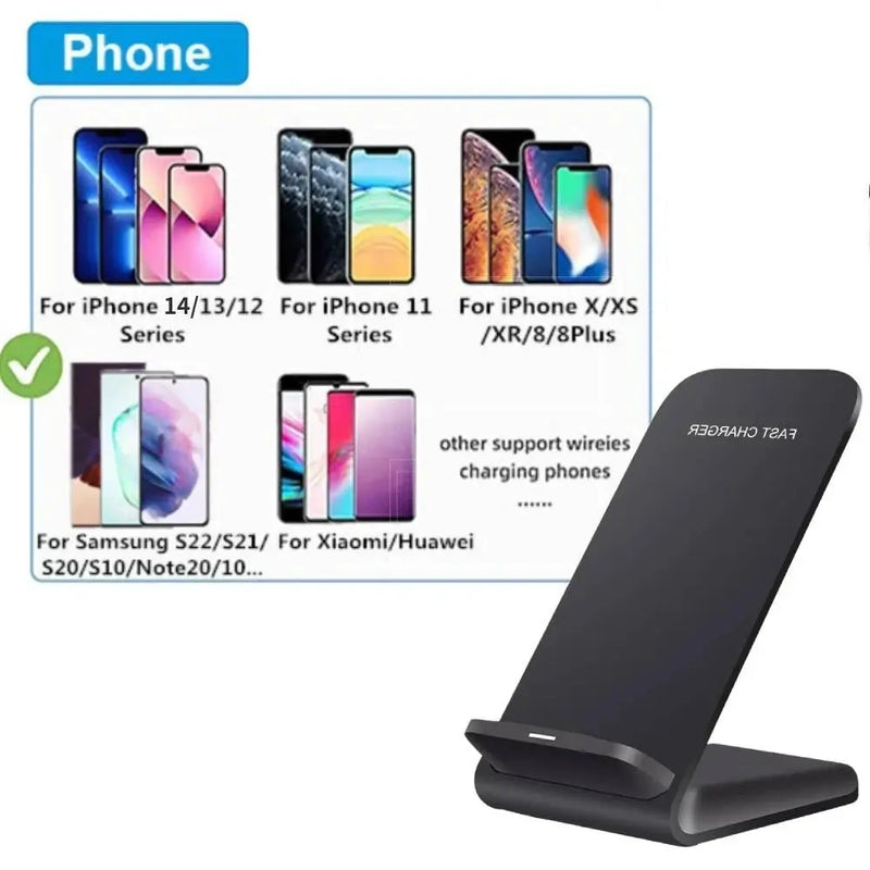 Carregador Sem Fio Rápido 65W Compatível com Samsung, iPhone 14 13 12 11 XS XR X 8, Airpods Pro S22 S21 Nota 20, 65W Aliexpress