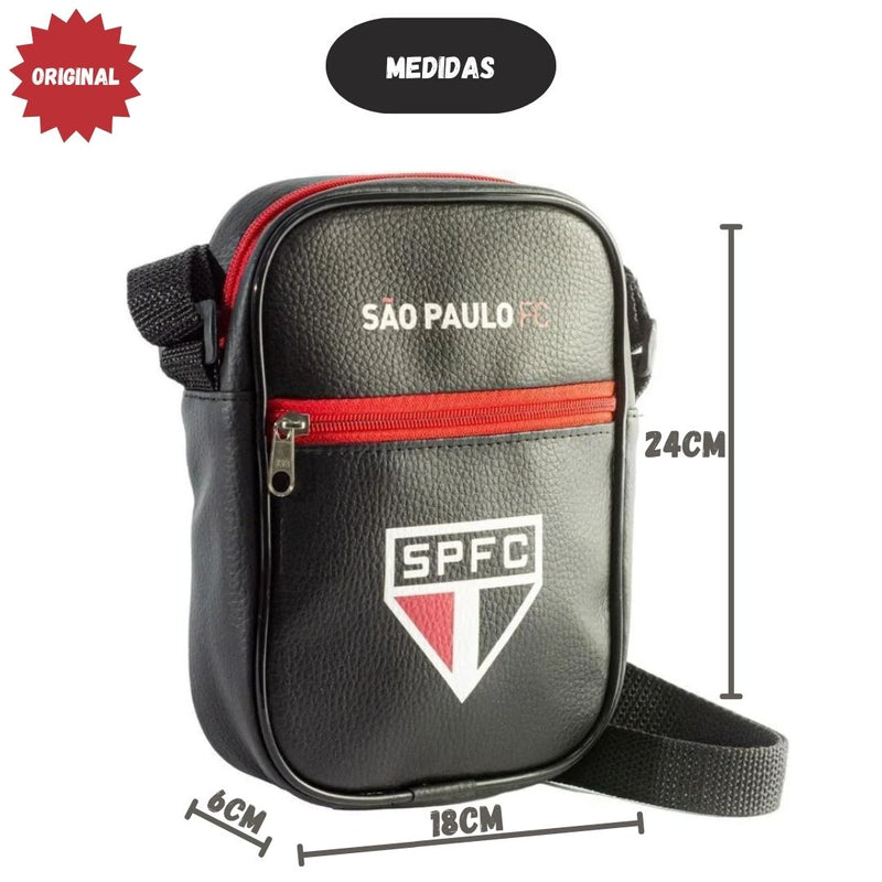 Bolsa Preta São Paulo Fc Shoulder Bag Transversal Futebol Passeio Lateral
