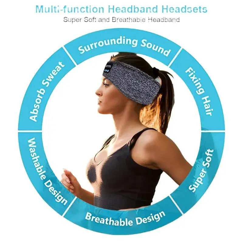 Air Pro Sem Fio Bluetooth Headset Fones de Ouvido Esportivos com Headband de Sono Fita de Cabeça e Máscara de Olho - Megalomania