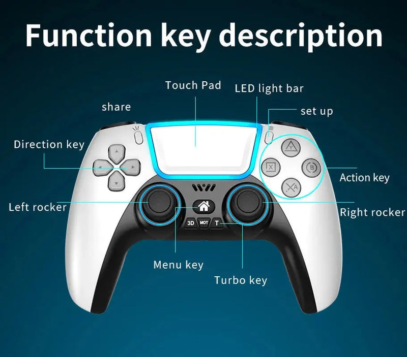 Controle Console PS3, PS4, PS5, Switch, Android e PC Game Jogos Sem Fio BT Top Gamepad com Luz RGB Touchpad Suporte de Chave Traseira Joystick 3D Presente Criança Gamer Aliexpress