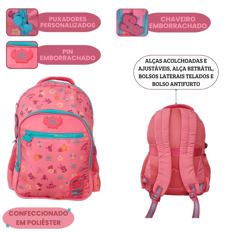 Mochila de Costas Tsum Tsum Stitch Disney Escolar Notebook Juvenil Resistente Espaçosa Original Ponto Criativo