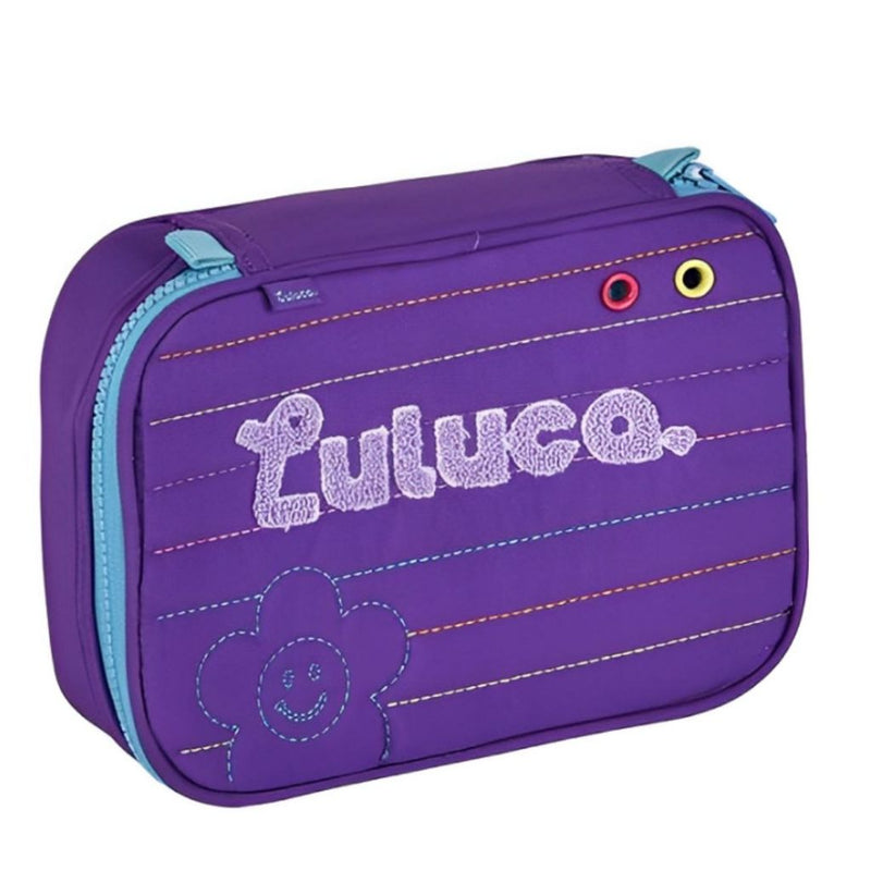 Kit Mochila de Costas Luluca Estojo box Escolar Roxo Juvenil Aulas Original