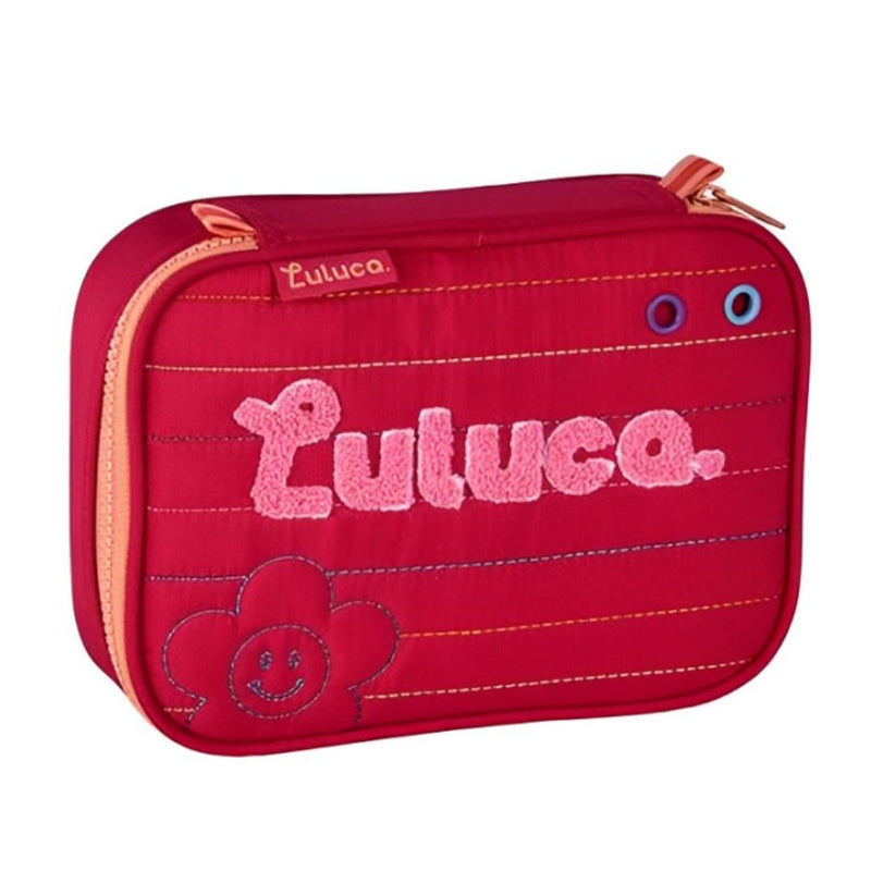 Kit Mochila de Costas Luluca Estojo box Aulas Escolar Rosa Juvenil Original