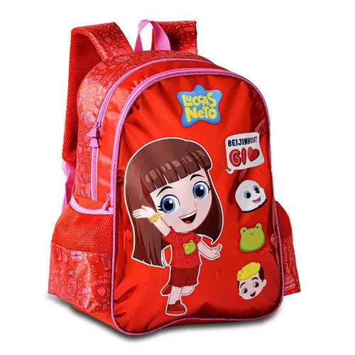 Mochila de Costas Vermelha Lucas Neto Youtuber Gi Neto Infantil Escolar - Clio Megalomania