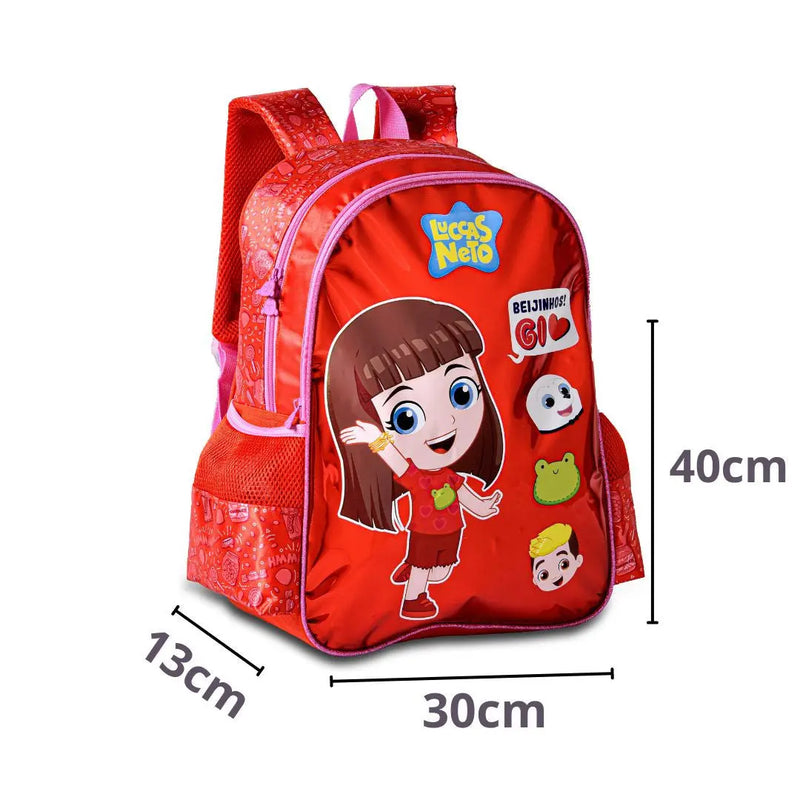 Mochila de Costas Vermelha Lucas Neto Youtuber Gi Neto Infantil Escolar - Clio Megalomania