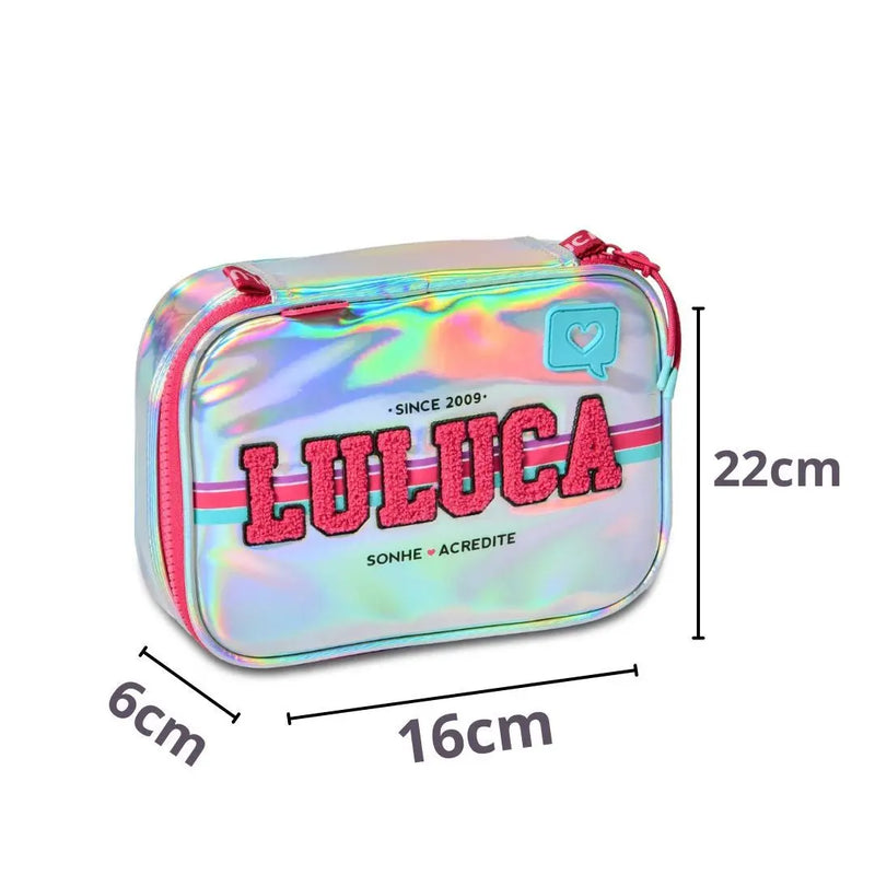 Estojo Box Luluca Meninas  Feminino Juvenil Escolar Holográfico Clio Megalomania