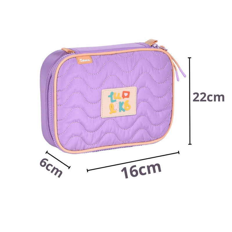 Kit Mochila de Carrinho Mala Bolsa Lancheira Térmica Duas Alças Estojo Box Luluca Juvenil Meninas Escolar Clio