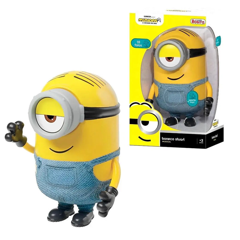 Boneco Minions Stuart Musical 10 Frases Meu Malvado Favorito Infantil Crianças NovaBrink Megalomania