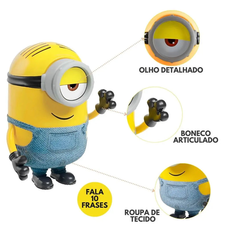 Boneco Minions Stuart Musical 10 Frases Meu Malvado Favorito Infantil Crianças NovaBrink Megalomania