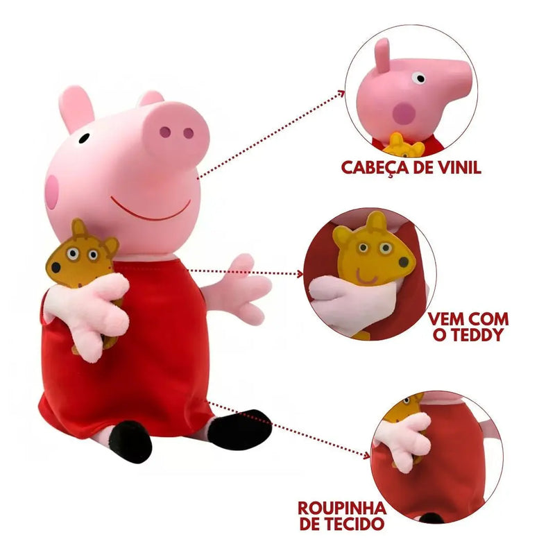Boneca Peppa Pig Brinquedo Pernas e Braços Articulados Vinil Infantil Criança Novabrink Megalomania