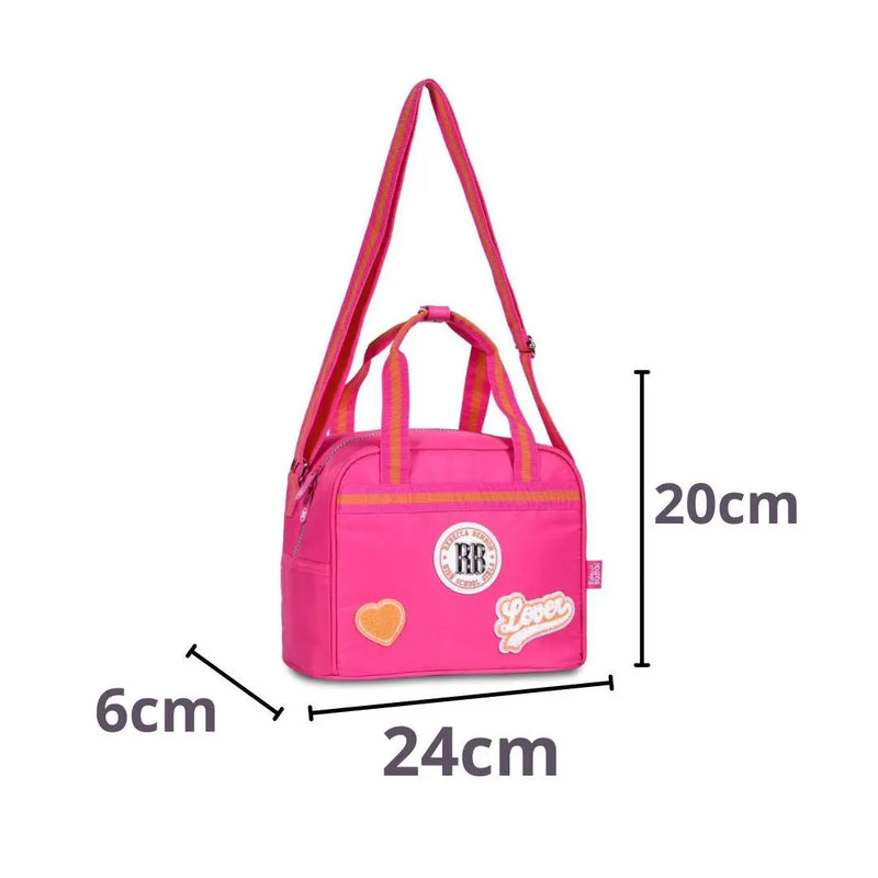 Lancheira Térmica Duas Alças Rebecca Bonbon Preto Rosa Azul Lanche Fashion Feminino Juvenil Escolar Clio Megalomania