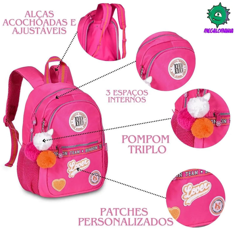 Mochila De Costas Mala Bolsa Mini Rebecca Bonbon Pequena Feminina Juvenil Meninas Clio Megalomania