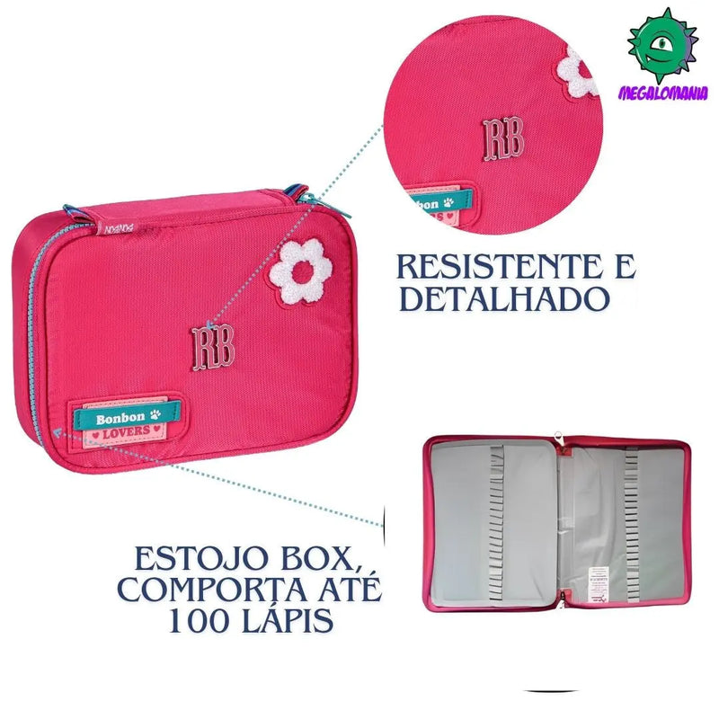 Estojo Box Rebecca Bonbon Azul Rosa Preto Feminino Meninas Juvenil Fashion Clio Megalomania