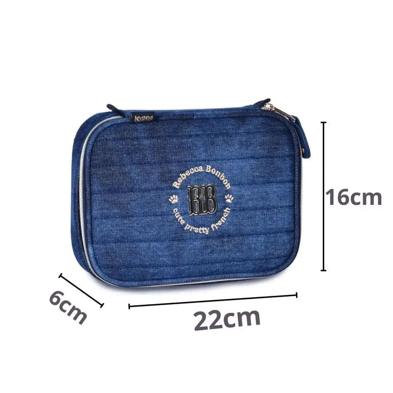 Estojo Box Rebecca Bonbon Com Organizador Escolar Meninas Cor Azul Jeans Clio Megalomania