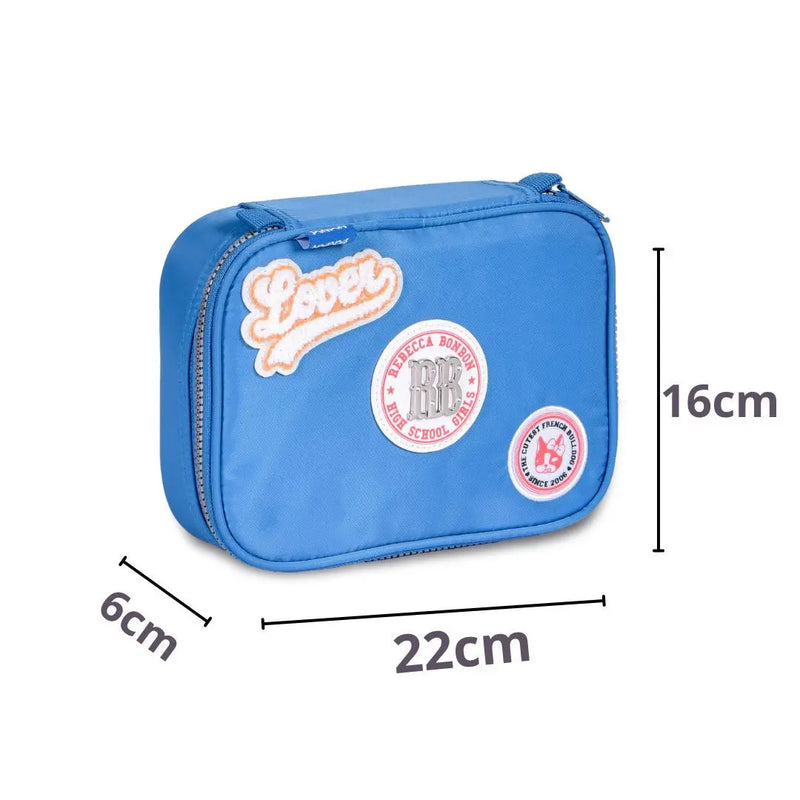 Kit Mochila de Costas Mala Bolsa Mini Rebecca Bonbon Azul Estojo Box Feminino Juvenil Fashion Clio Megalomania