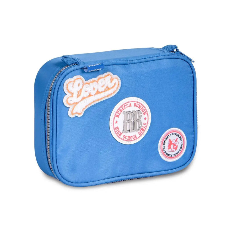 Kit Mochila de Costas Mala Bolsa Mini Rebecca Bonbon Azul Estojo Box Feminino Juvenil Fashion Clio Megalomania