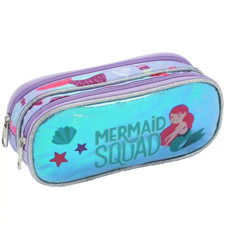 Kit Lancheira Infantil Térmica Sereia Estojo com Dois Compartimentos Feminino Meninas Seanite Megalomania