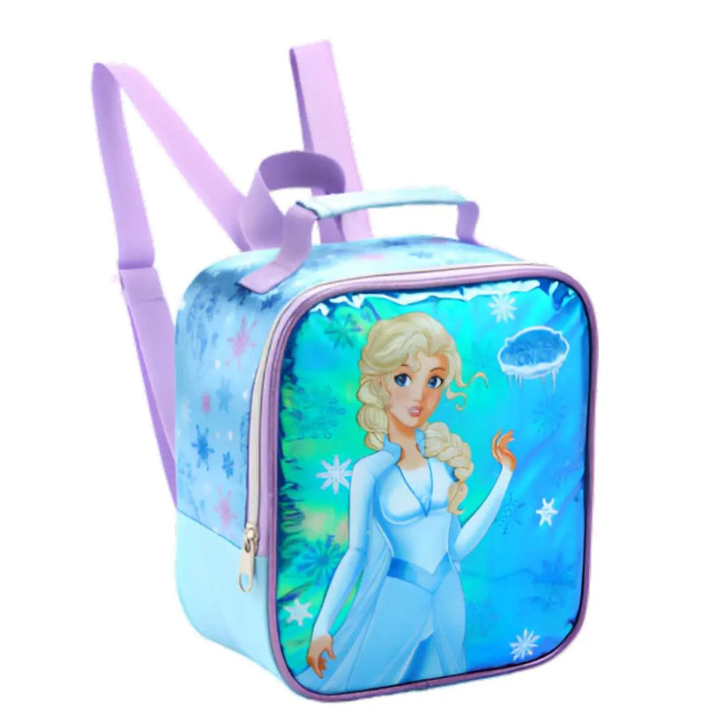 Kit Lancheira Infantil Térmica Princesa do Gelo Frozen Estojo com Dois Compartimentos Feminino Meninas Seanite Megalomania