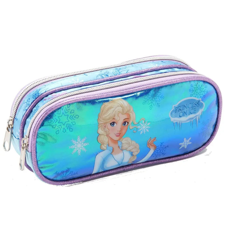 Kit Lancheira Infantil Térmica Princesa do Gelo Frozen Estojo com Dois Compartimentos Feminino Meninas Seanite Megalomania