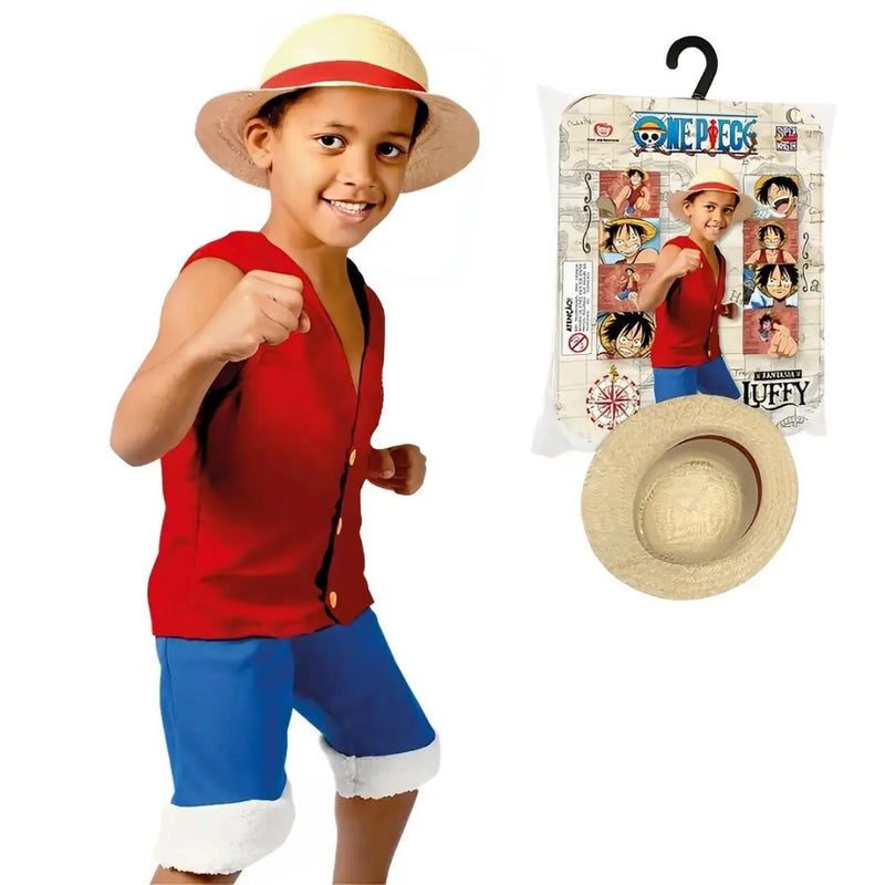 Fantasia Infantil Luffy One Piece Anime Chapéu Palha Pirata Nova Blink Megalomania