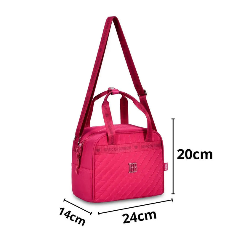Lancheira Térmica Rebecca Bonbon Preto Rosa Lilás Lanchinho Duas Alças Fashion Juvenil Meninas Clio Megalomania