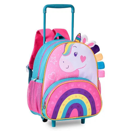 Mochila de Carrinho Unicórnio Fashion Feminino Meninas Rosa Crina Colorida Clio Megalomania