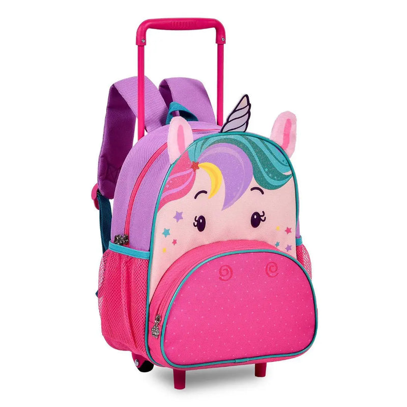 Mochila de Carrinho Unicórnio Fashion Feminino Meninas Rosa Crina Colorida Clio Megalomania