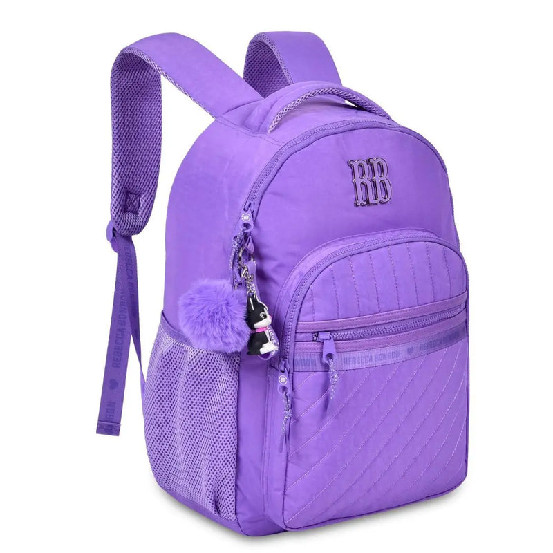 Mochila de Costas Mala Bolsa Rebecca Bonbon Preto Rosa Lilás Fashion Meninas Clio Megalomania