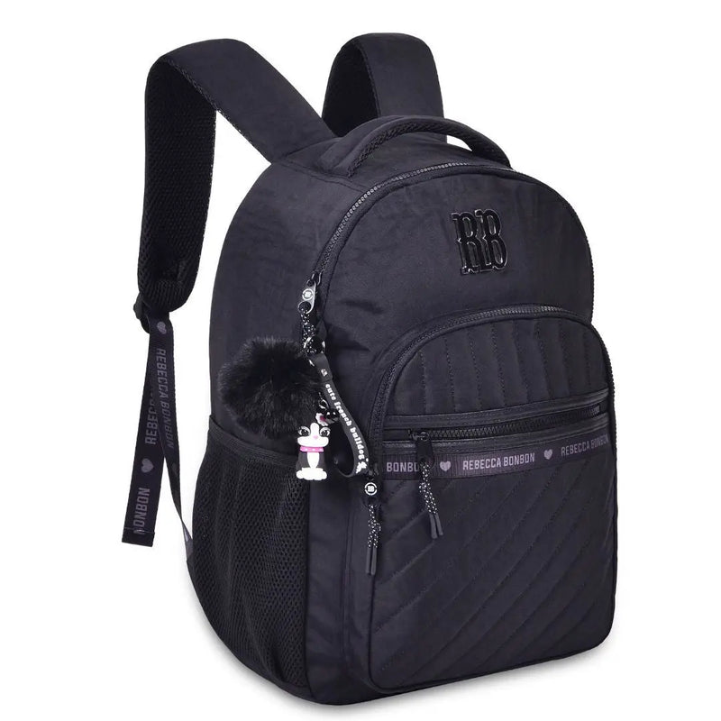 Mochila de Costas Mala Bolsa Rebecca Bonbon Preto Rosa Lilás Fashion Meninas Clio Megalomania