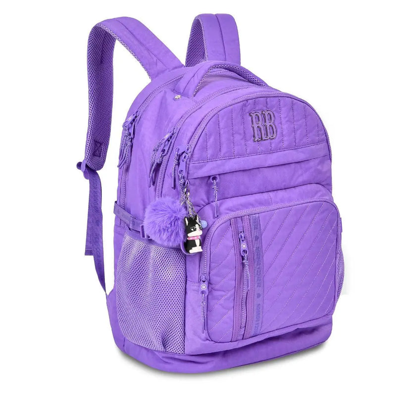 Mochila de Costas Mala Bolsa Rebecca Bonbon Preto Rosa Lillás Fashion Meninas Clio Megalomania