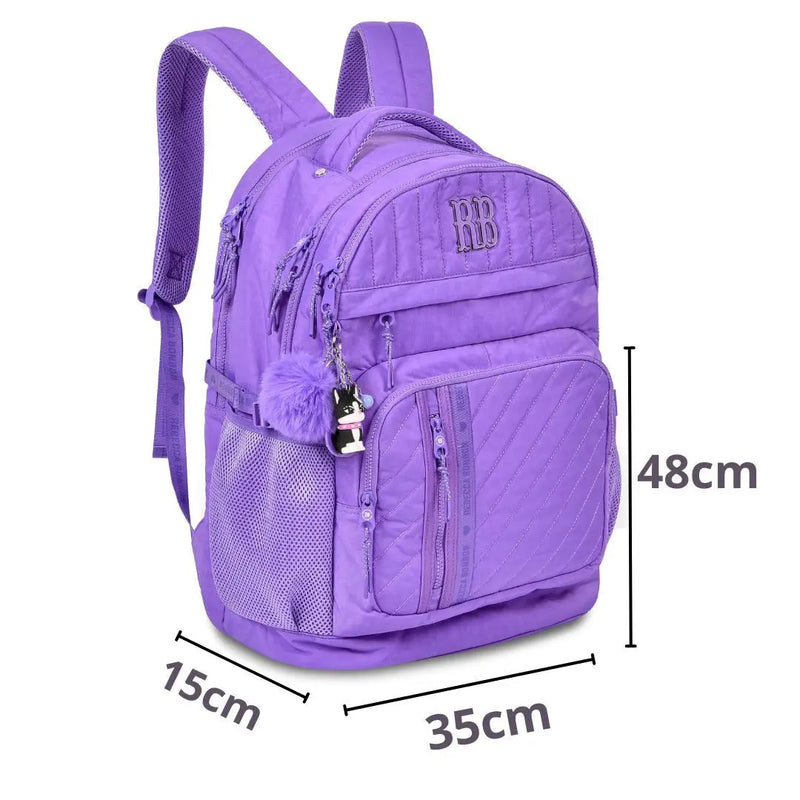 Mochila de Costas Mala Bolsa Rebecca Bonbon Preto Rosa Lillás Fashion Meninas Clio Megalomania