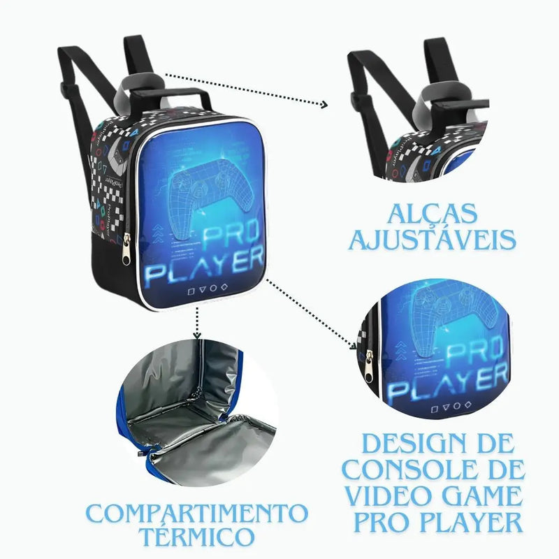 Lancheira Térmica Infantil Video Game Console Escolar Masculino MEninos Seanite Megalomania