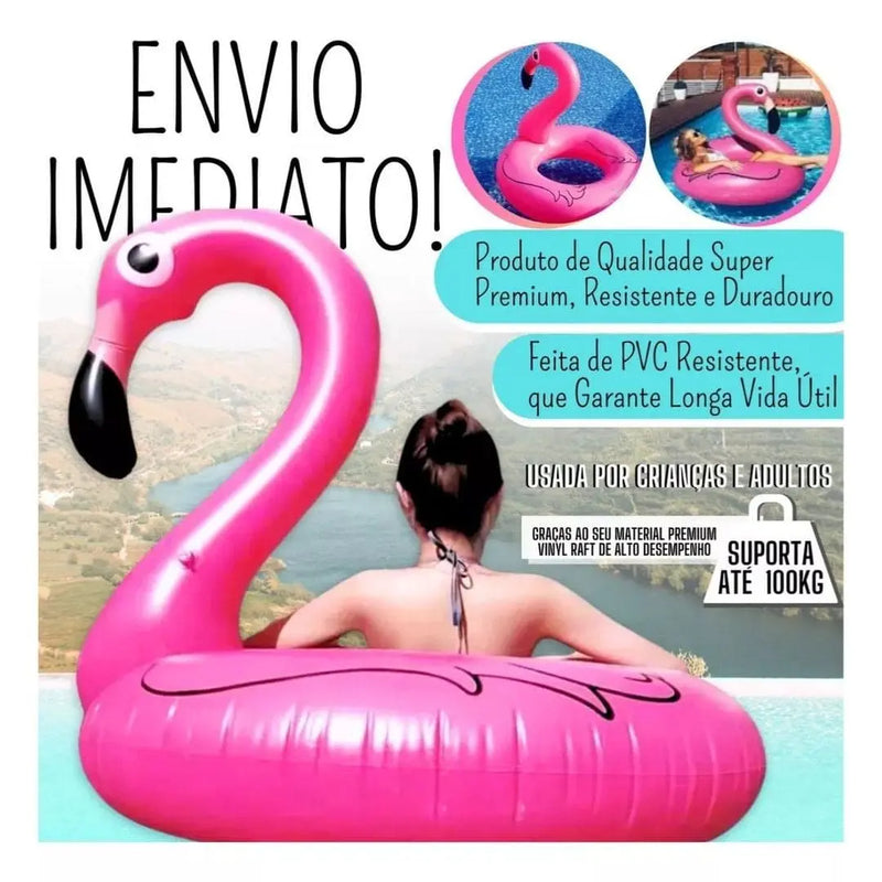 Boia Formato Flamingo 90cm x 90cm Infantil Adulto Piscina Verão Praia Mar Criança Megalomania