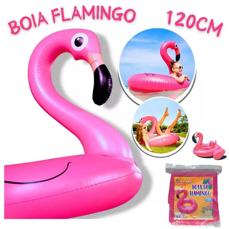 Boia Inflável Formato Flamingo 120cm x 120cm Piscina Verão Praia Adulto Infantil PVC Resistente Megalomania