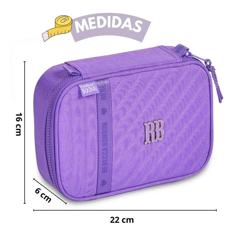 Estojo box Rebecca Bonbon Preto Rosa Lilás Feminino Fashion Juvenil Clio Megalomania