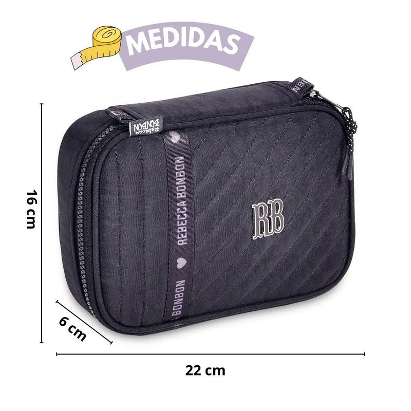 Estojo box Rebecca Bonbon Preto Rosa Lilás Feminino Fashion Juvenil Clio Megalomania