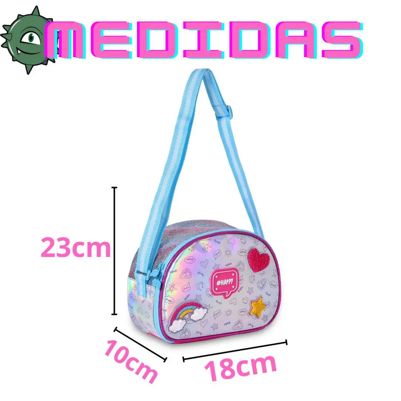 Kit Mochila Carrinho Holográfica Lancheira Térmica Juvenil Lanche Feminina Rosa Meninas Clio Megalomania