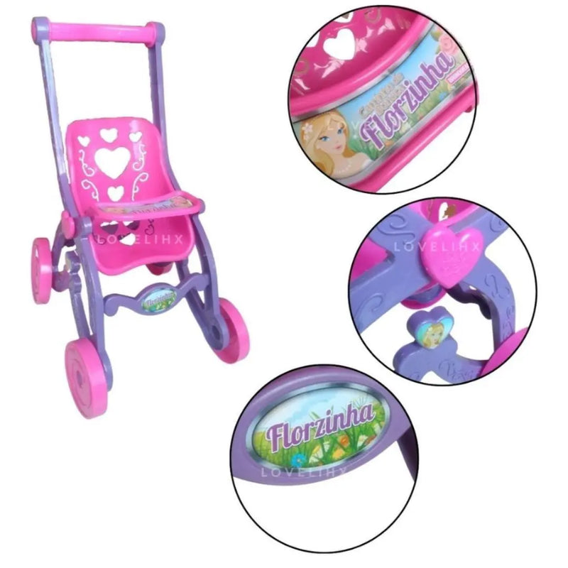 Carrinho Brinquedo Boneca Bebe Reborn Baby Car Princesas Florzinha Brinquemix Infantil Megalomania