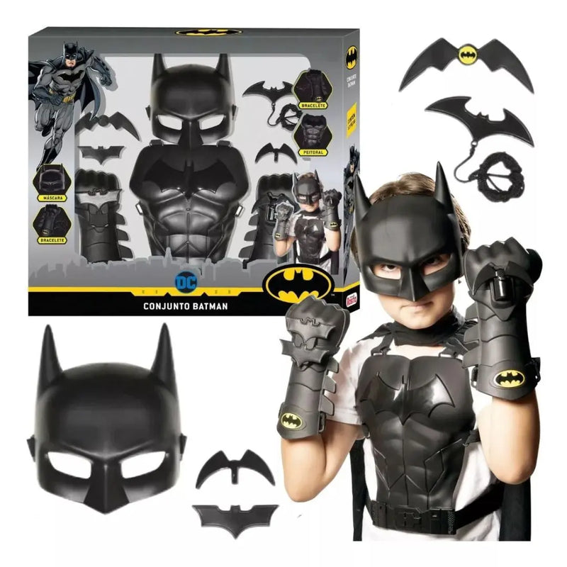 Conjunto Batman Fantasia DC Comics Super - Herói Infantil Criança Masculino Novabrink Megalomania