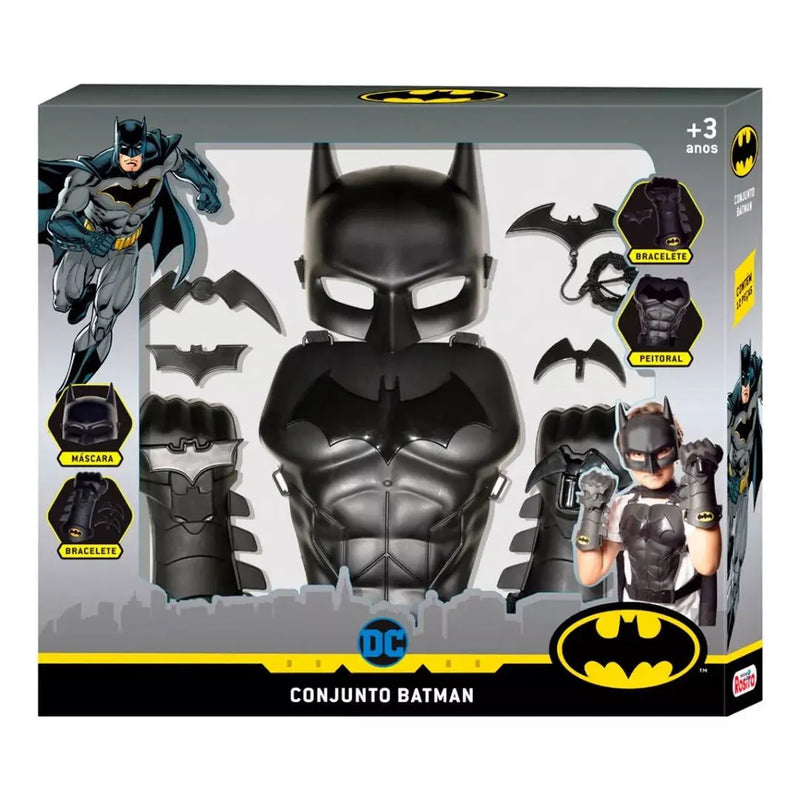Conjunto Batman Fantasia DC Comics Super - Herói Infantil Criança Masculino Novabrink Megalomania
